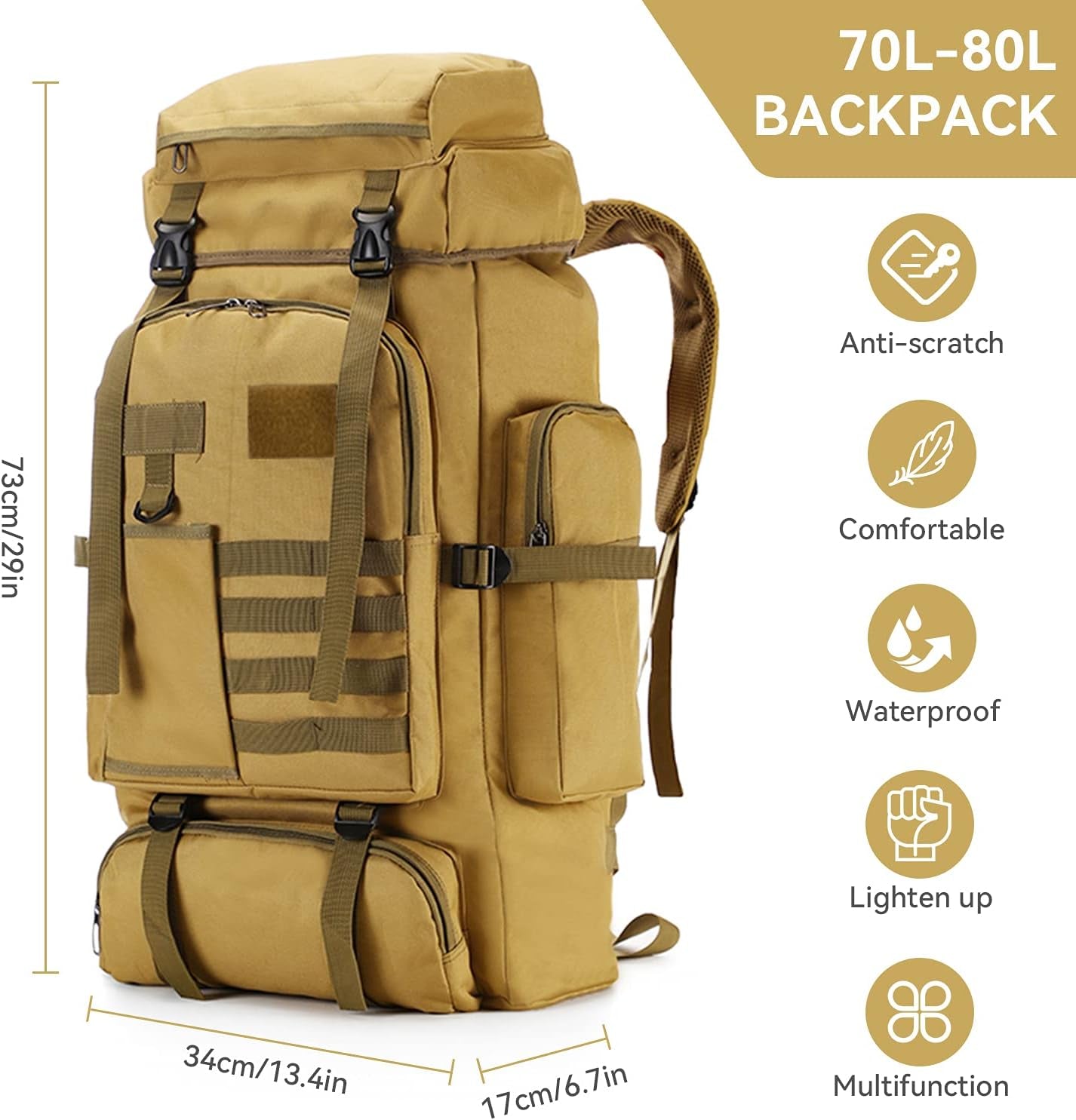 75L Hiking Backpack Camping Outdoor Trekking - ICoolDown