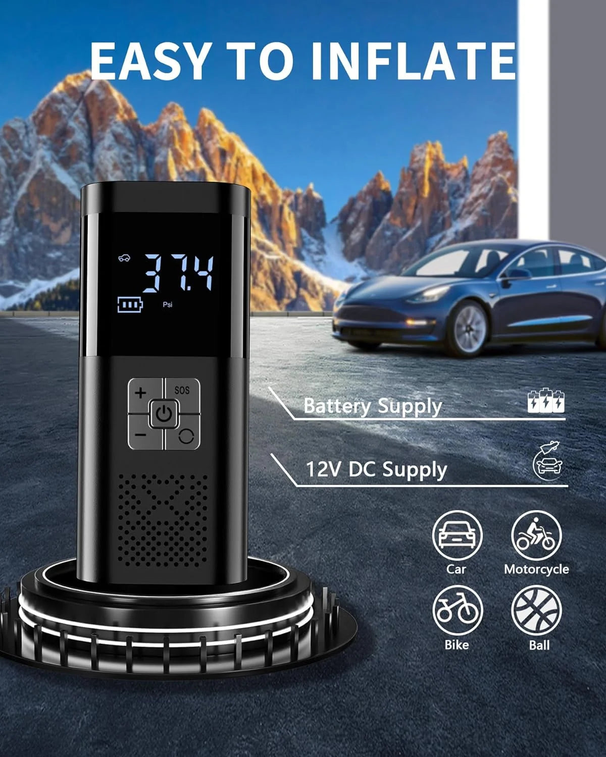 Tire Inflator, 150PSI Cordless Portable  Air Pump - ICoolDown