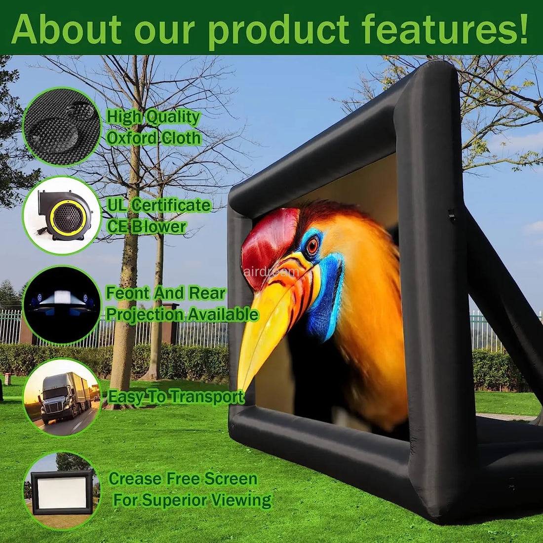 iCoolDown™ Portable Inflatable Projector Screen For Backyard - iCoolDown