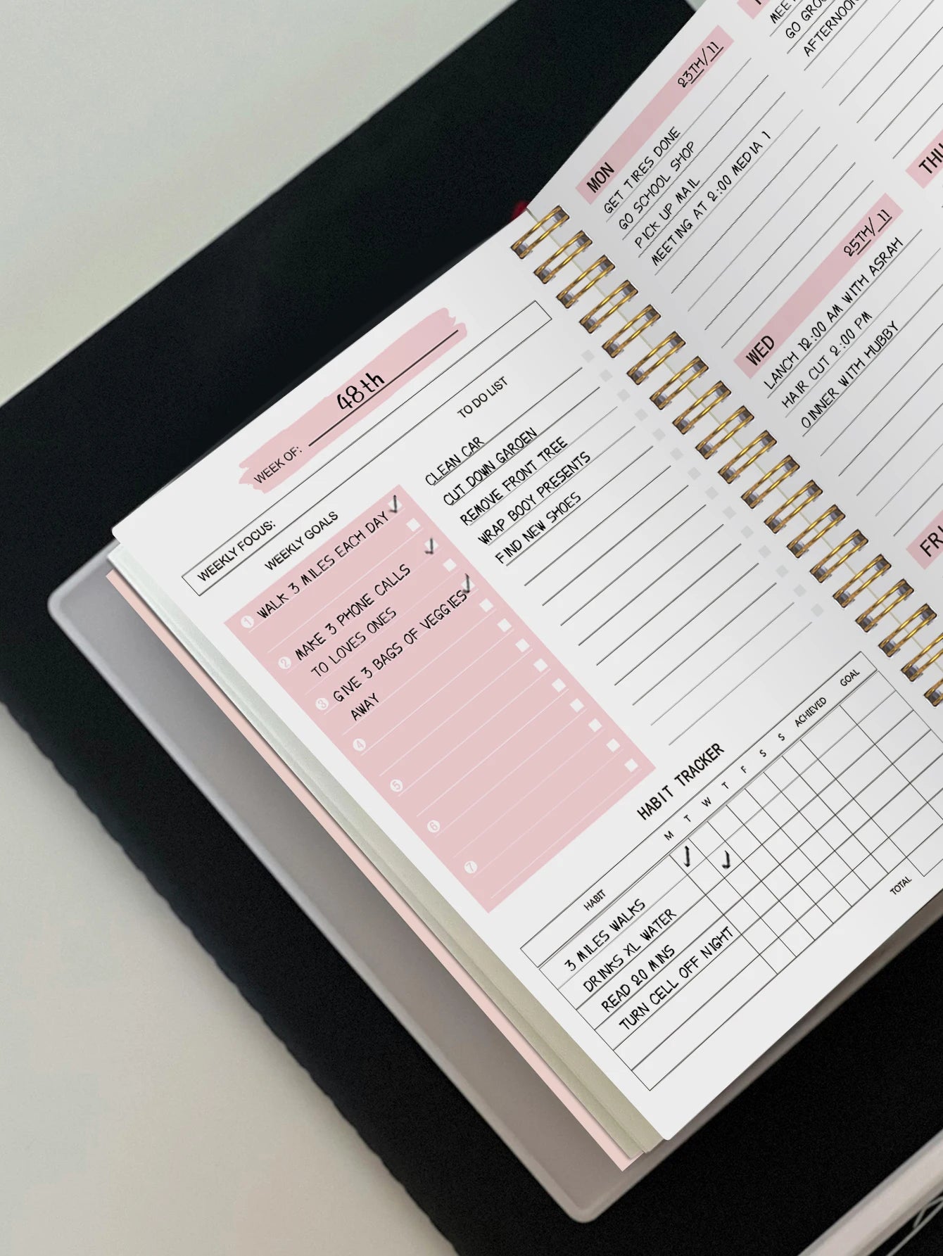 Non-Dated A5 Weekly Planner Spiral Productivity Journal Notebook iCoolDown™