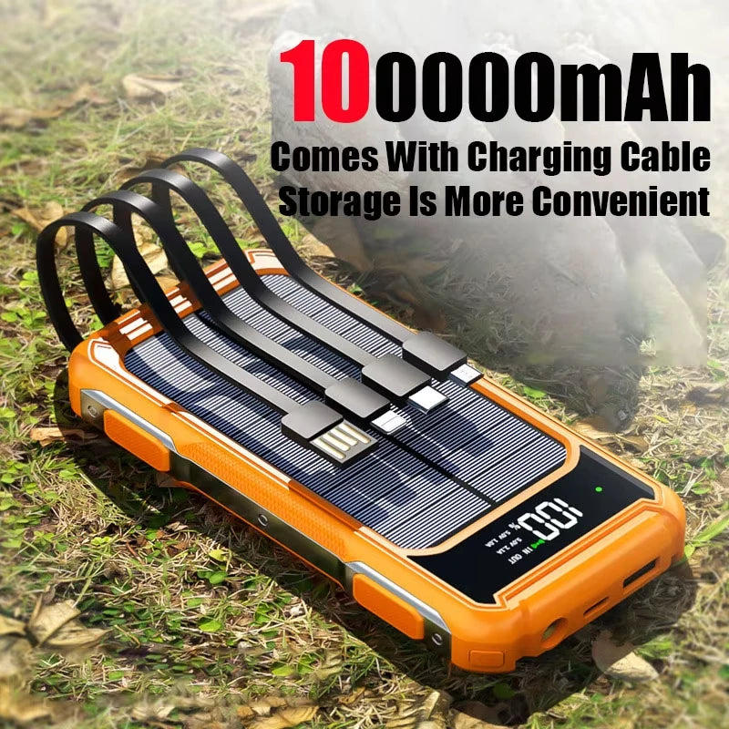 Solar Power Bank 200000mAh 4-In-1 Cables - iCoolDown