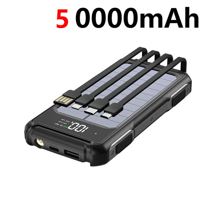 Solar Power Bank 200000mAh 4-In-1 Cables - iCoolDown