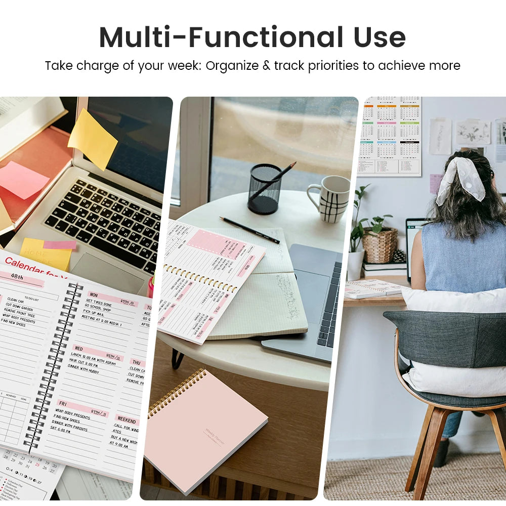Non-Dated A5 Weekly Planner Spiral Productivity Journal Notebook iCoolDown™