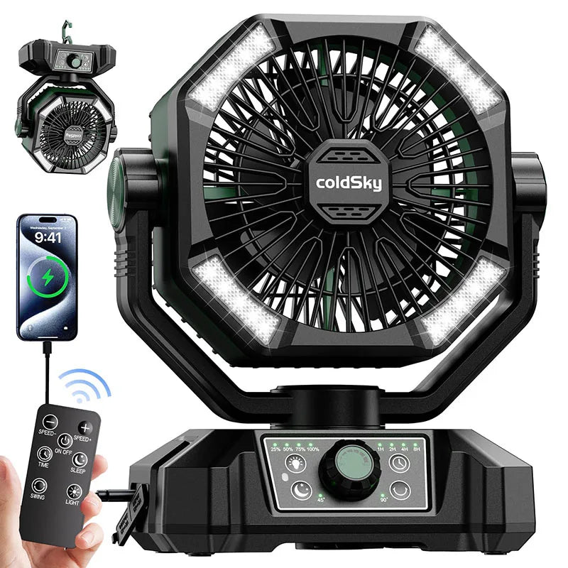 iCoolDown™ 8 Speeds Portable Camping Fan 20000mAh Battery - iCoolDown