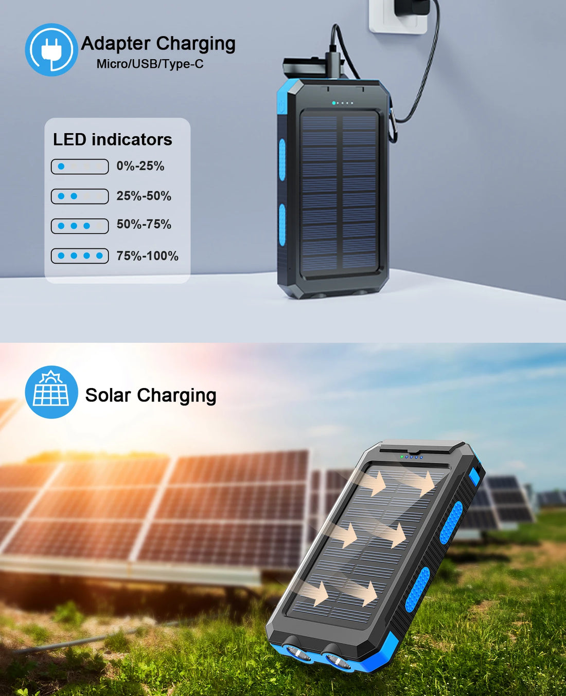 Waterproof Outdoor Solar Power Bank 38800mAh - iCoolDown