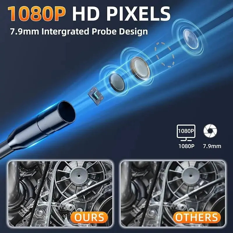 Industrial Endoscope Camera 8mm Lens IP67 Waterproof 8 LEDS - iCoolDown