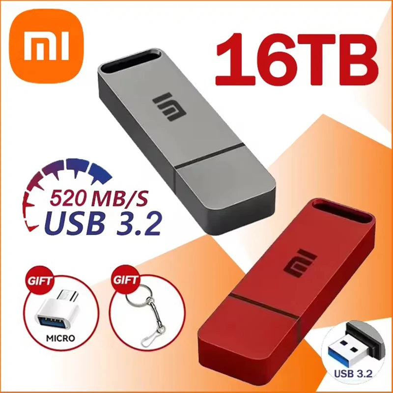 Xiaomi 16TB Flash Drive USB3.2 High Speed Transfer Metal Type C U Flash SSD Portable Mini Flash Drive Memory Waterproof U Drive - iCoolDown