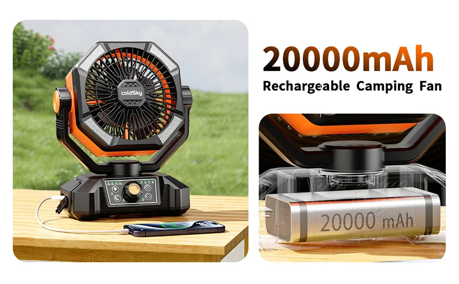 iCoolDown™ 8 Speeds Portable Camping Fan 20000mAh Battery - iCoolDown