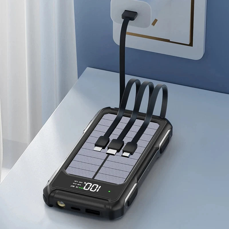Solar Power Bank 200000mAh 4-In-1 Cables - iCoolDown