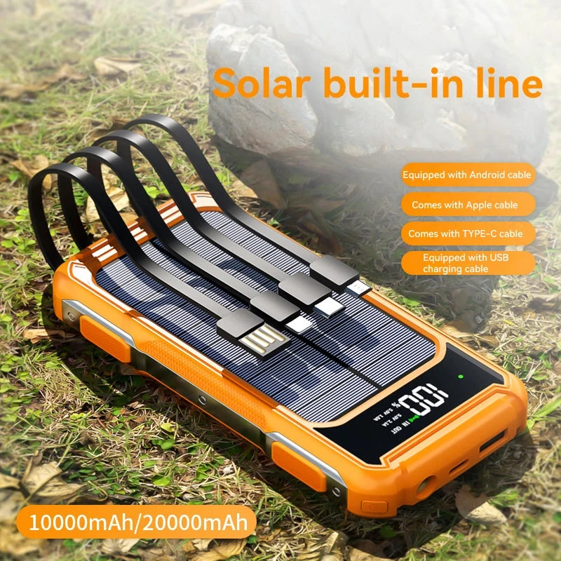 Solar Power Bank 200000mAh 4-In-1 Cables - iCoolDown
