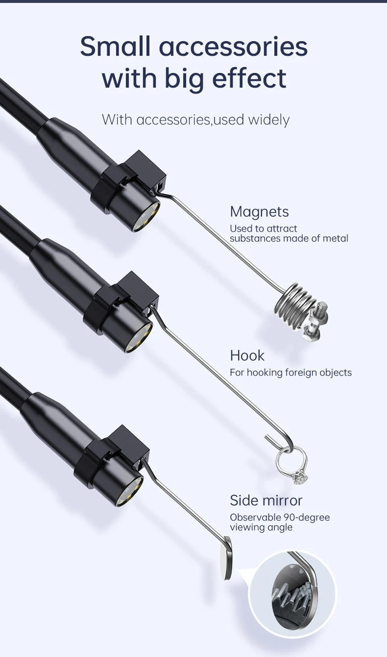Industrial Endoscope Camera 8mm Lens IP67 Waterproof 8 LEDS - ICoolDown