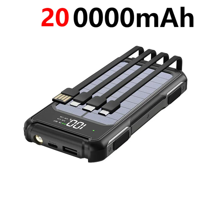 Solar Power Bank 200000mAh 4-In-1 Cables - iCoolDown