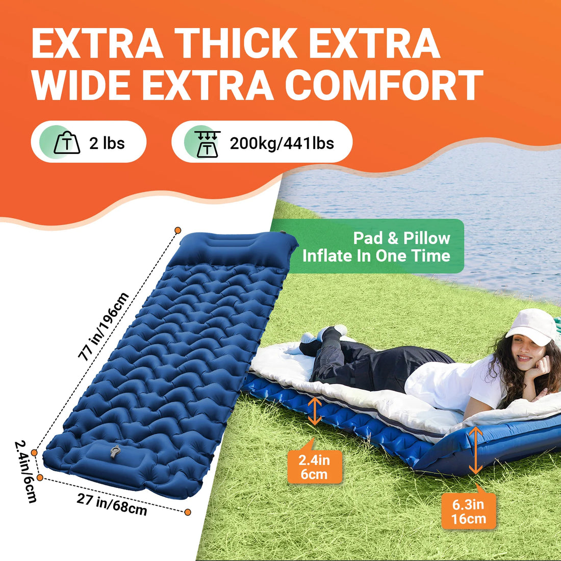 iCoolDown™ Camping Self Inflatable Sleeping Pad - iCoolDown