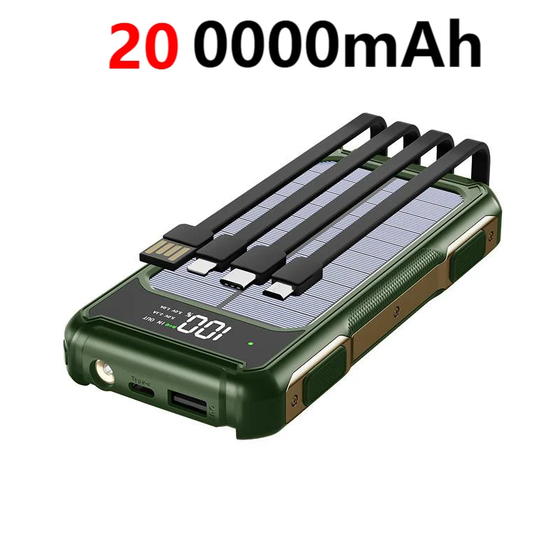 Solar Power Bank 200000mAh 4-In-1 Cables - iCoolDown