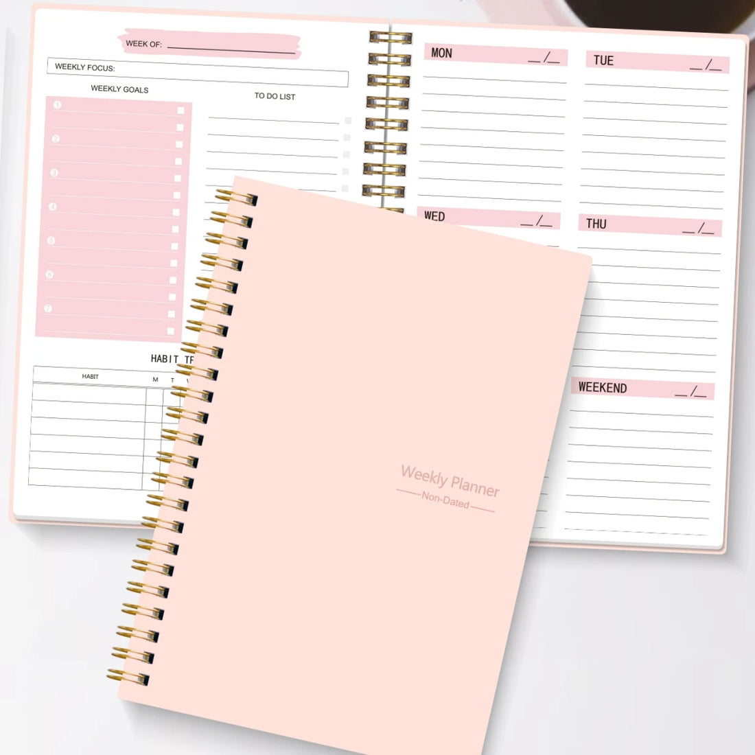 Non-Dated A5 Weekly Planner Spiral Productivity Journal Notebook iCoolDown™