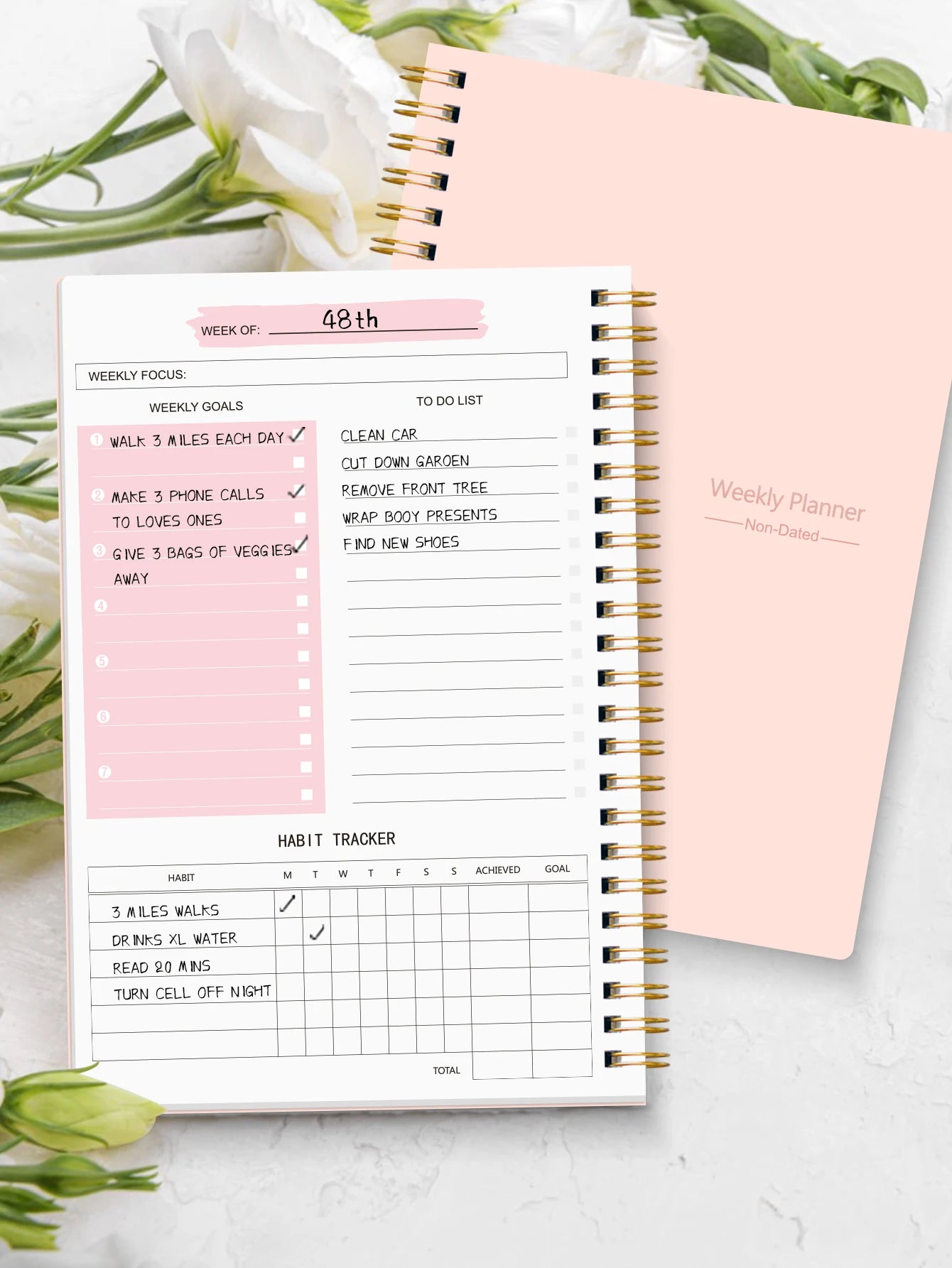 Non-Dated A5 Weekly Planner Spiral Productivity Journal Notebook iCoolDown™