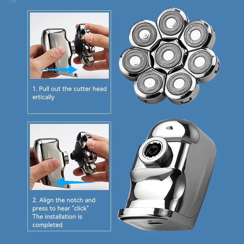 FlexiGear 8-In-1 Heads Men's Rechargeable Electric Shaver - ICoolDown