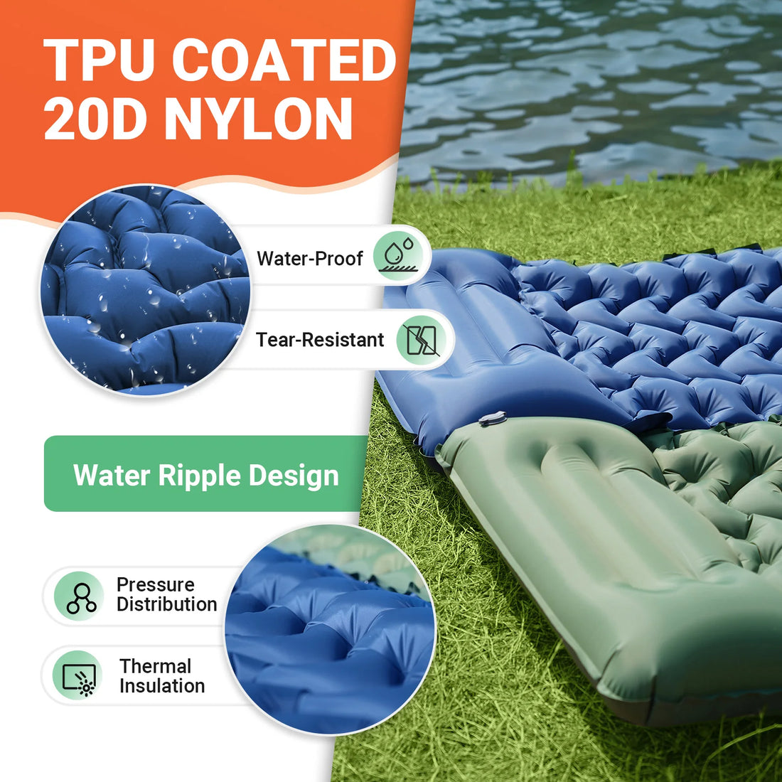 iCoolDown™ Camping Self Inflatable Sleeping Pad - iCoolDown