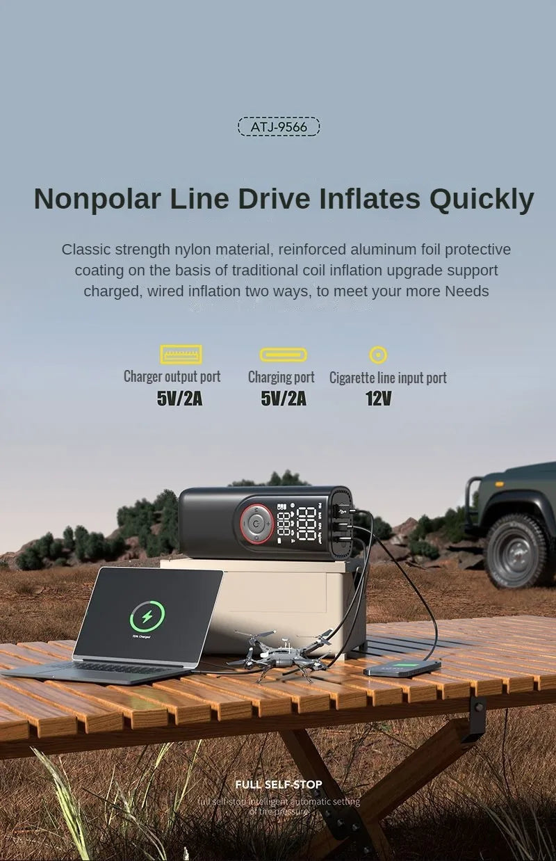 2-In-1 Portable Inflator Pump and  Power Bank