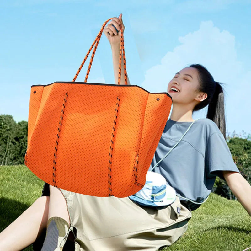 Perforated Neoprene Tote Bag With Small Purse - iCoolDown