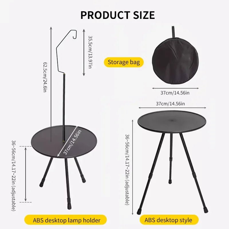 iCoolDown™ Adjustable Legs Ultralight Portable Folding Round Camping Table - iCoolDown