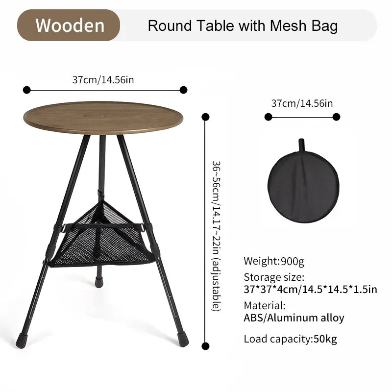 iCoolDown™ Adjustable Legs Ultralight Portable Folding Round Camping Table - iCoolDown