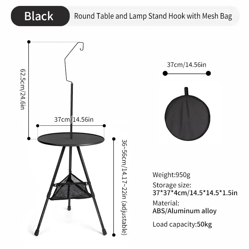 iCoolDown™ Adjustable Legs Ultralight Portable Folding Round Camping Table - iCoolDown