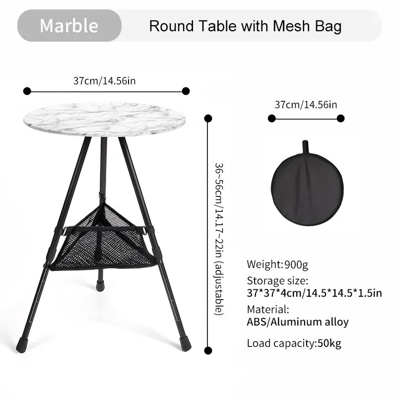 iCoolDown™ Adjustable Legs Ultralight Portable Folding Round Camping Table - iCoolDown