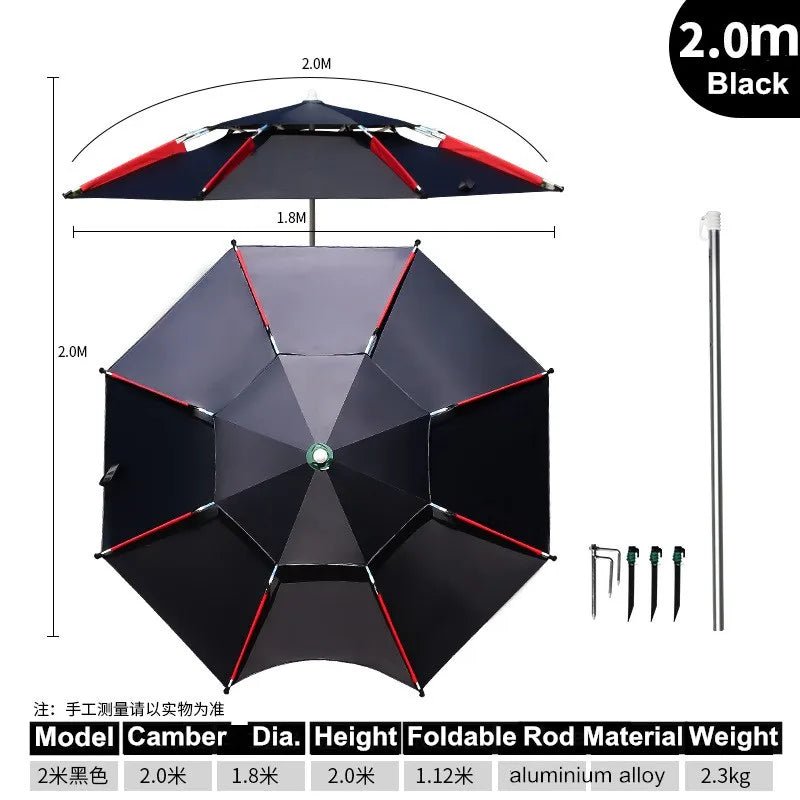 Large Adjustable Fishing Rain-proof Beach Umbrella - ICoolDown