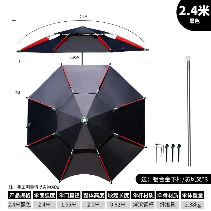 Large Adjustable Fishing Rain-proof Beach Umbrella - ICoolDown