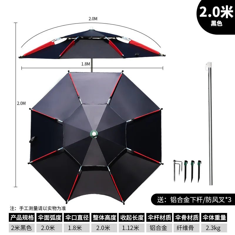 Large Adjustable Fishing Rain-proof Beach Umbrella - ICoolDown