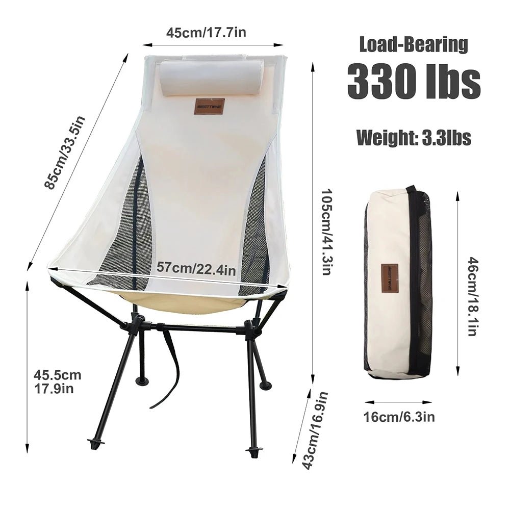 iCoolDown™ Portable Folding Camping Chair with Headrest - iCoolDown