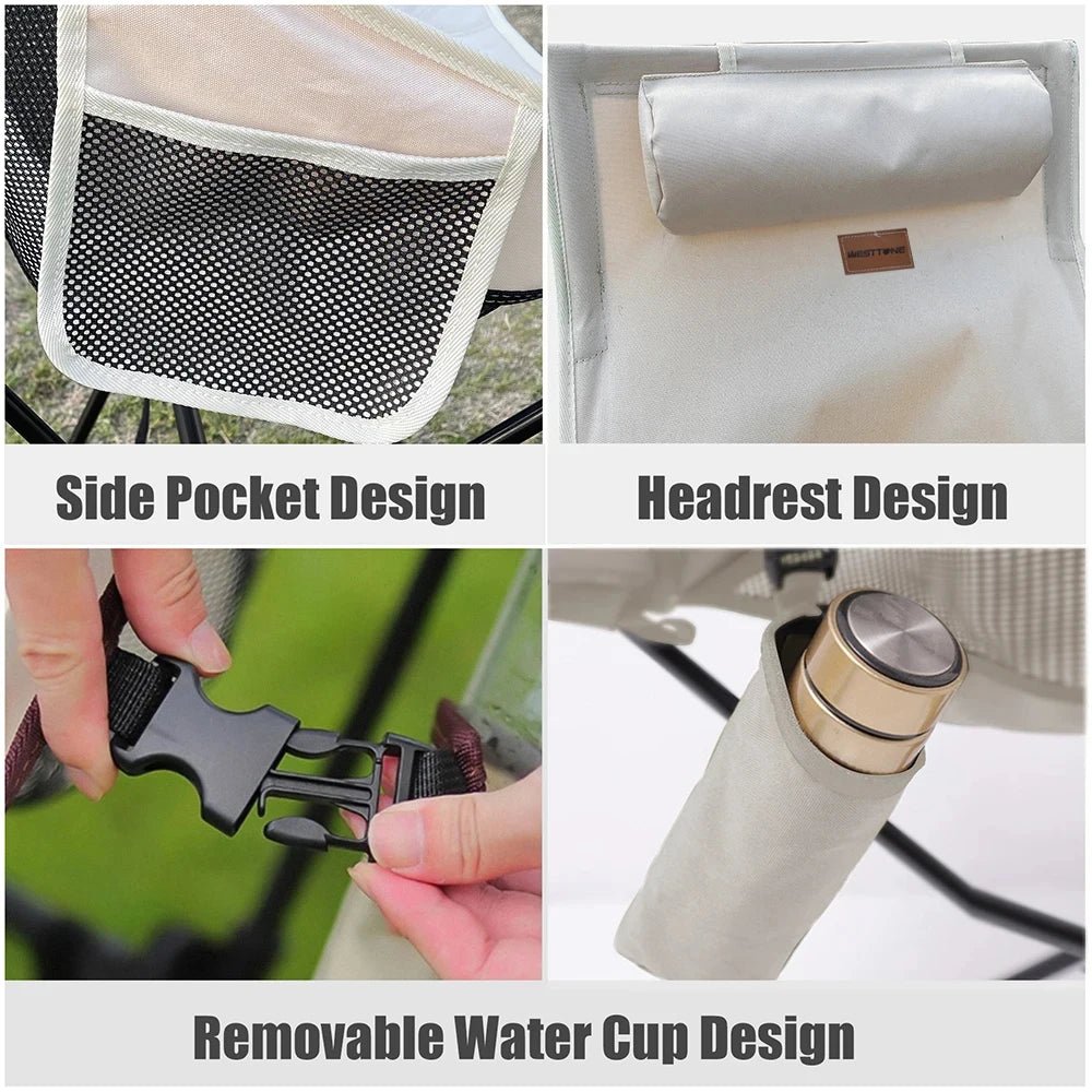 iCoolDown™ Portable Folding Camping Chair with Headrest - iCoolDown