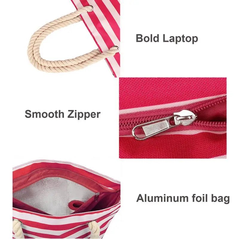 Wine Dispensing Beach Tote Bag with Hidden Dispenser - ICoolDown