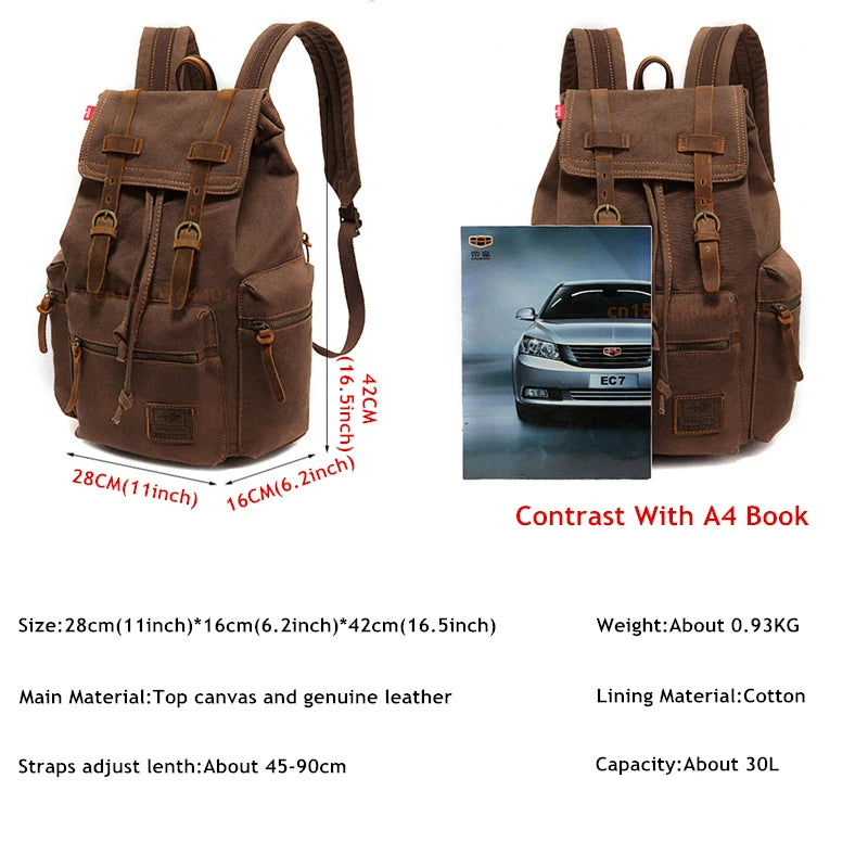 Retro Large Vintage Backpack Bag