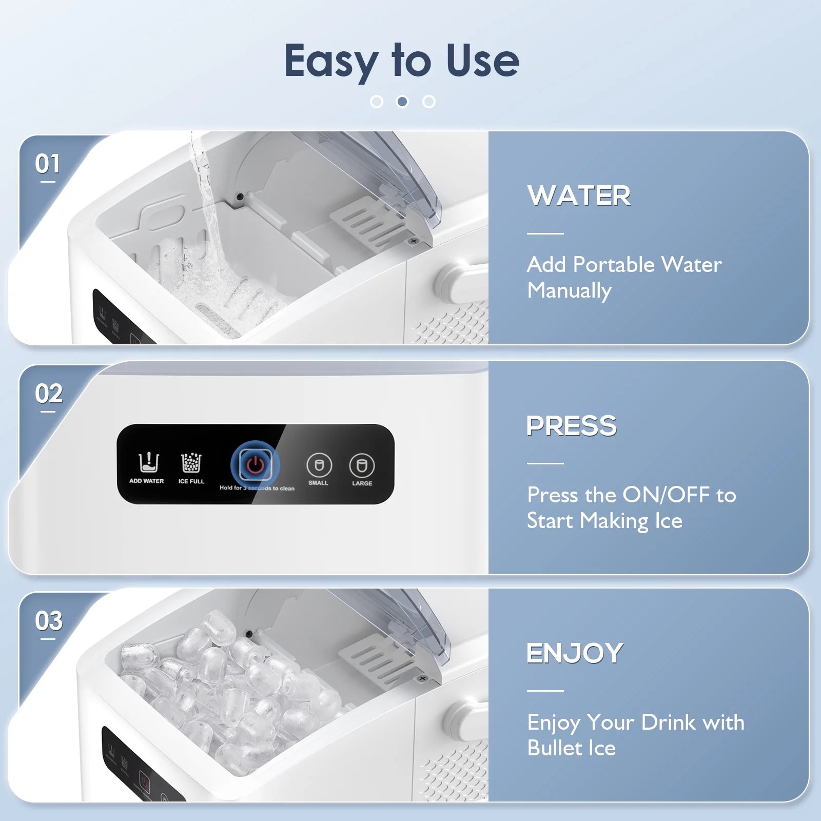 Self-Cleaning Portable Ice Maker Machine with Handle and Ice Scoop-White - ICoolDown