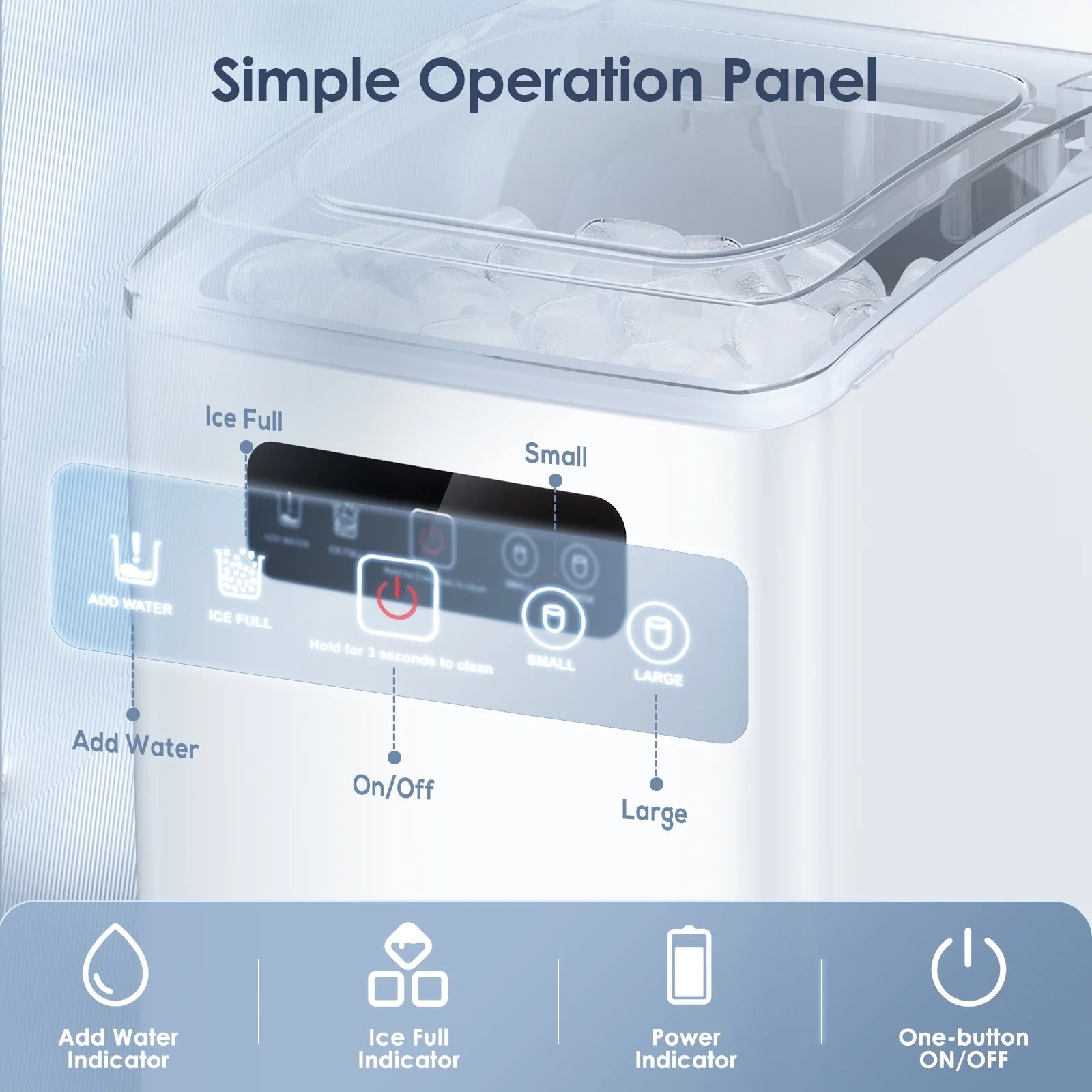Self-Cleaning Portable Ice Maker Machine with Handle and Ice Scoop-White - ICoolDown